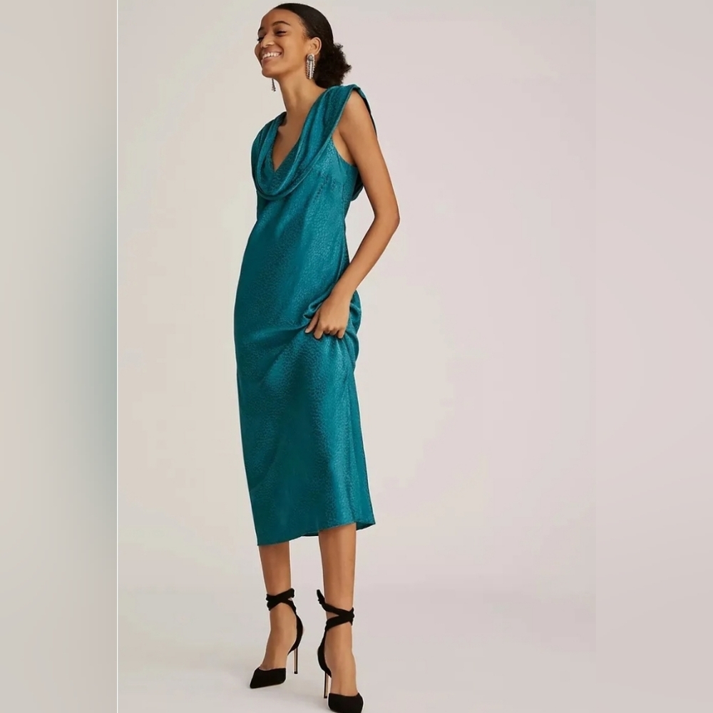 Anthropologie Maeve Cowl Neck Slip Midi Dress
